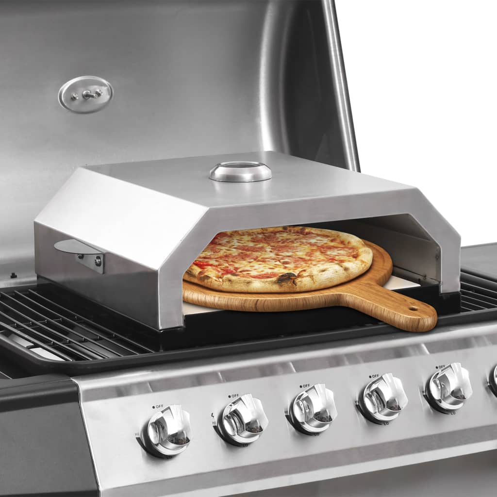 Pizza oven with ceramic stone for gas-charcoal grill