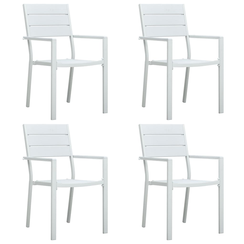 Garden chairs 4 pieces. White HDPE wood look