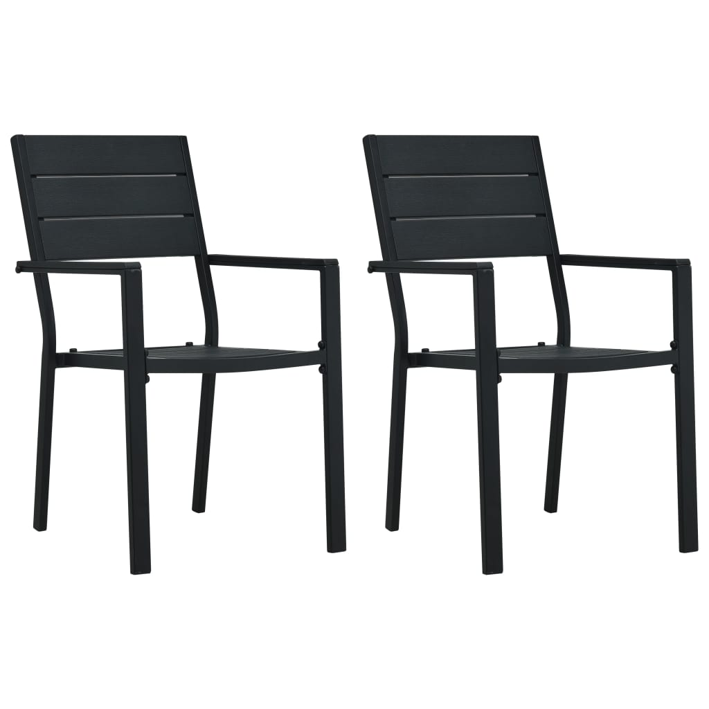Garden chairs 2 pieces. Black HDPE wood look
