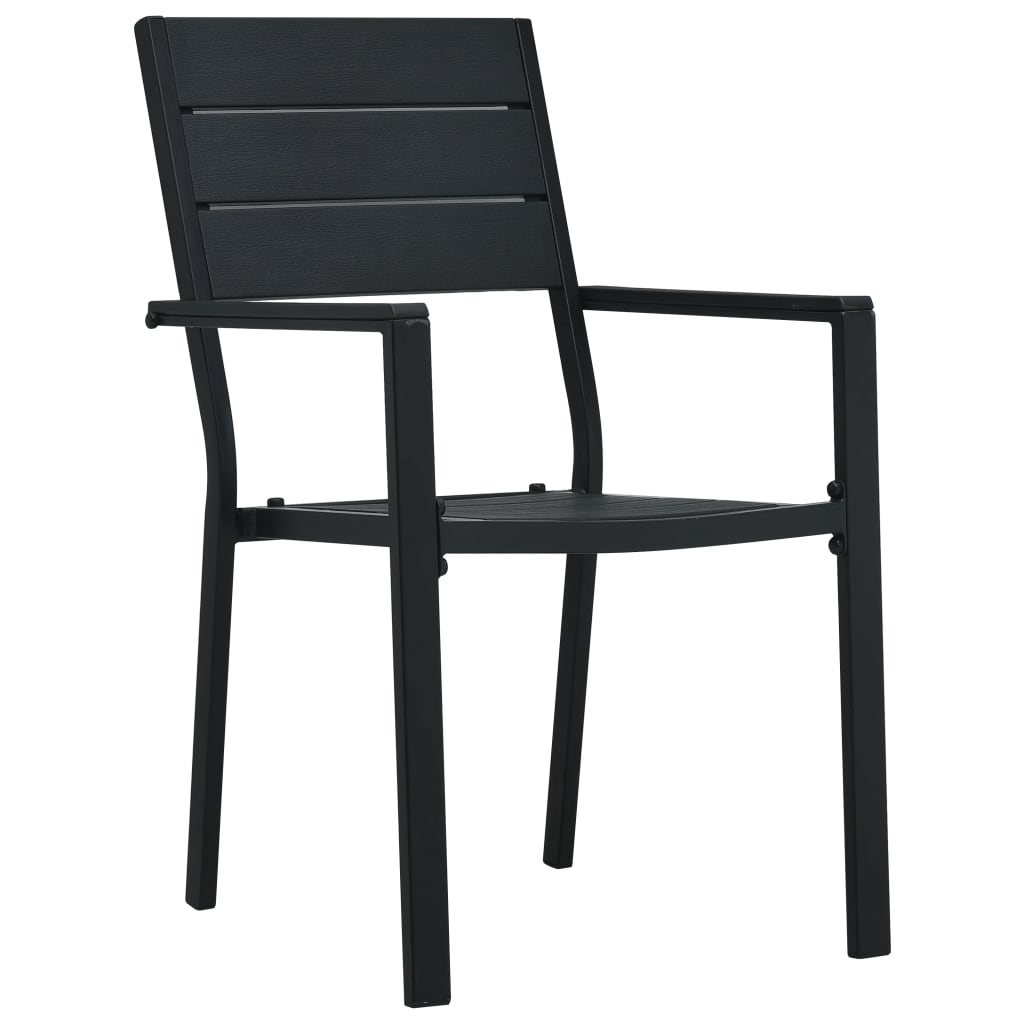 Garden chairs 4 pieces. Black HDPE wood look