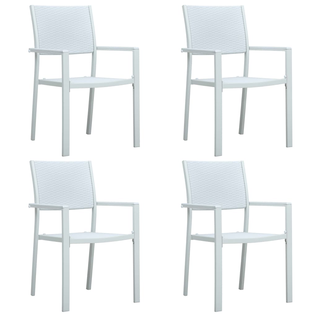 Garden chairs 4 pieces. White plastic rattan look