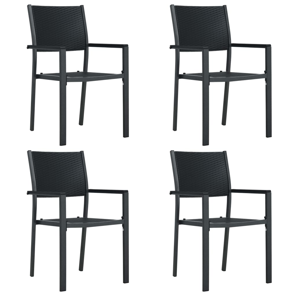 Garden chairs 4 pieces. Black plastic rattan look