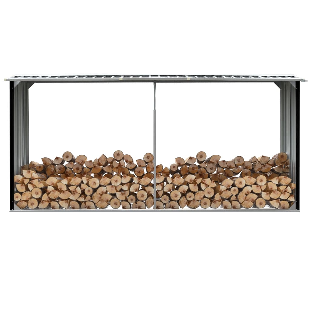 Firewood storage galvanized steel 330 x 92 x 153 cm anthracite