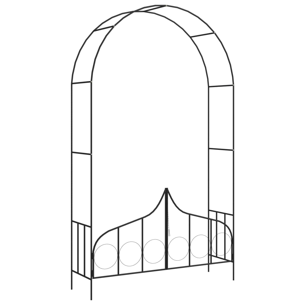 Rose arch with gate black 138 x 40 x 238 cm iron