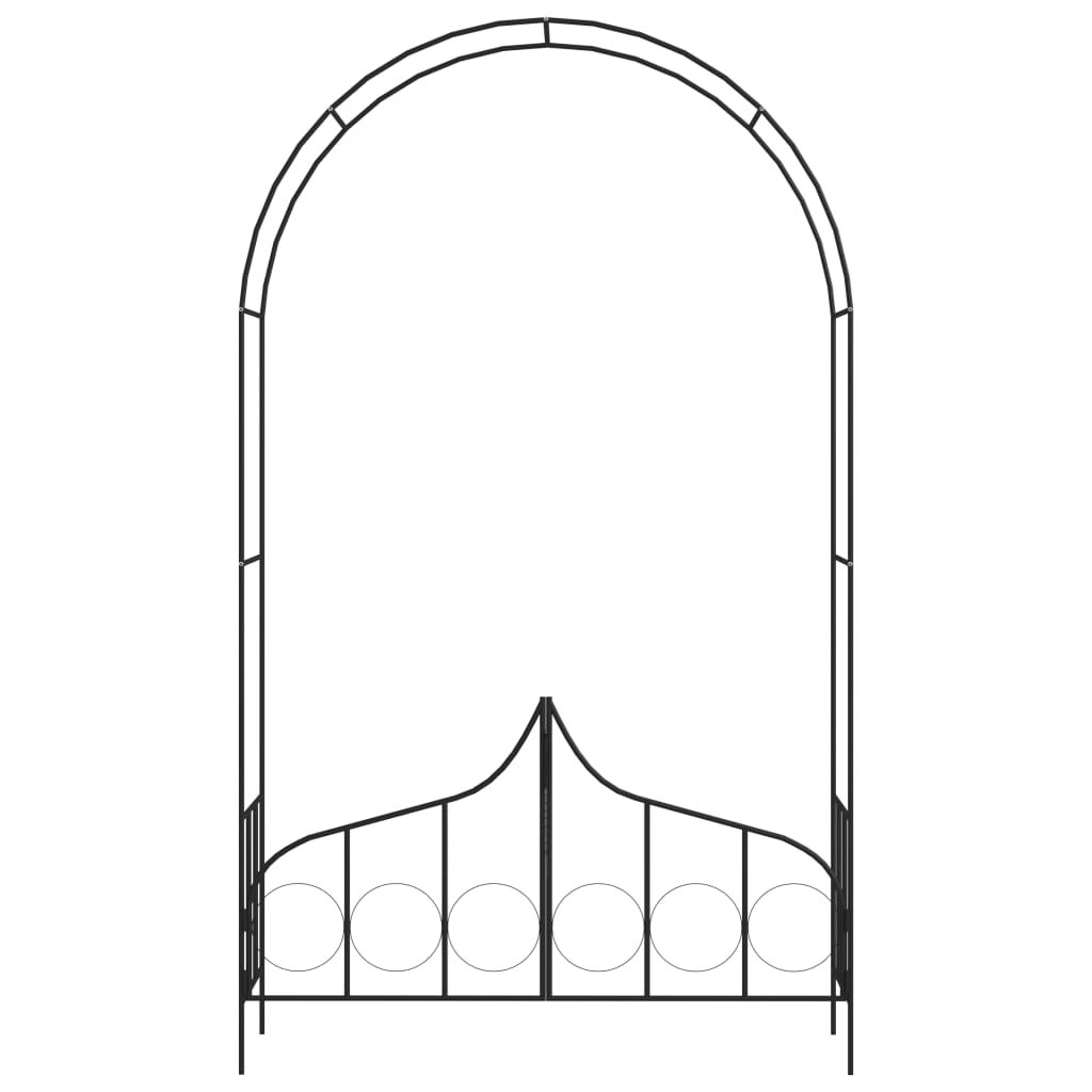 Rose arch with gate black 138 x 40 x 238 cm iron