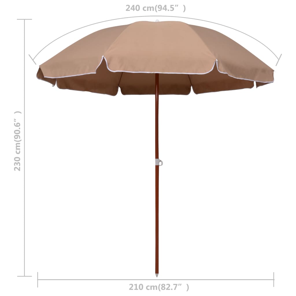 Sonnenschirm mit Stahlmast 240 cm Taupe