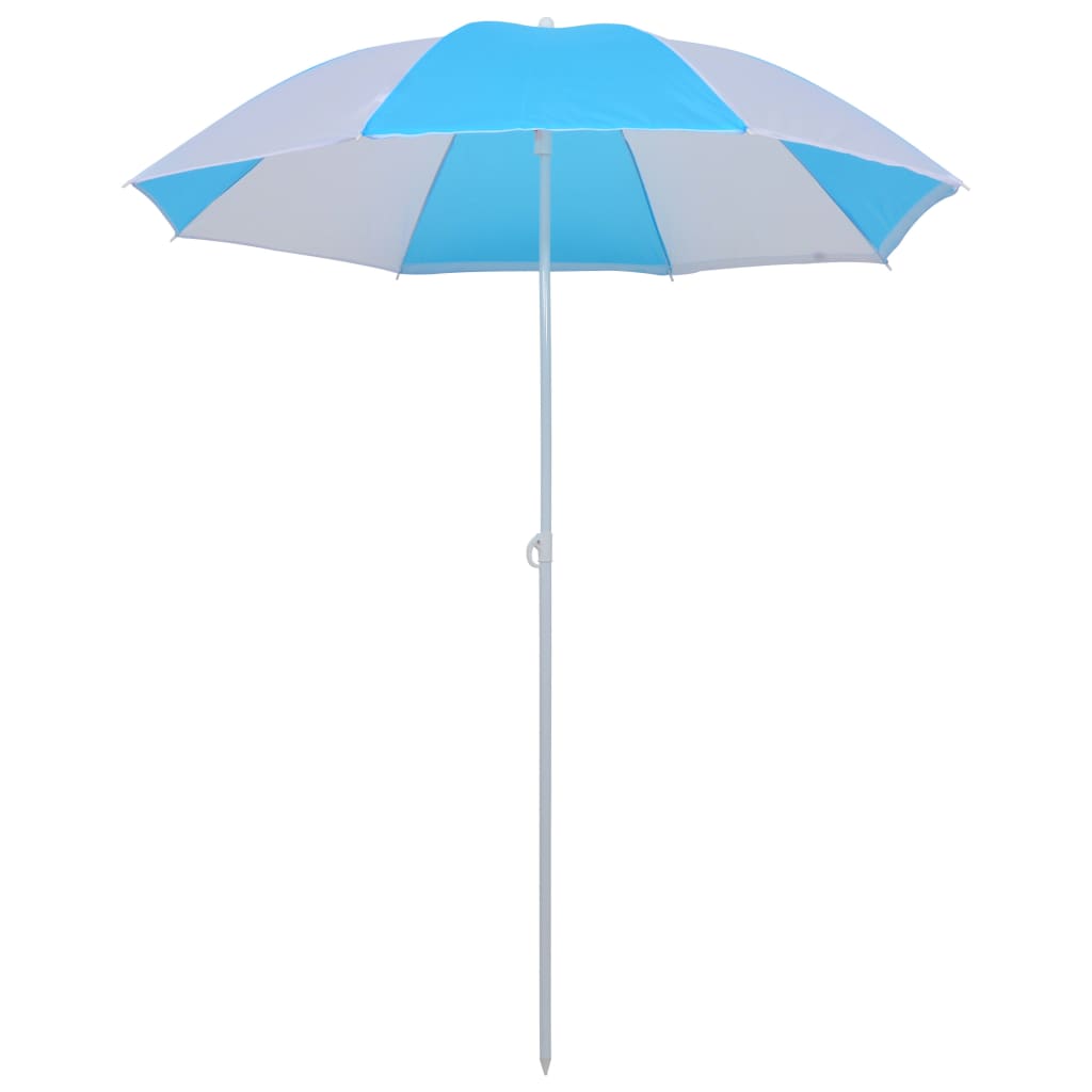 Beach umbrella windbreak blue and white 180 cm fabric