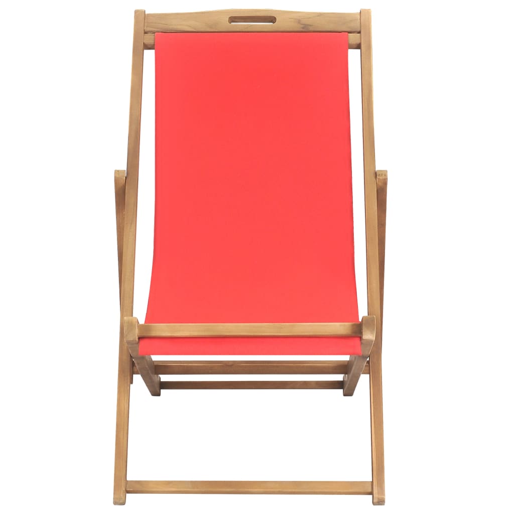 Beach chair foldable solid wood teak red