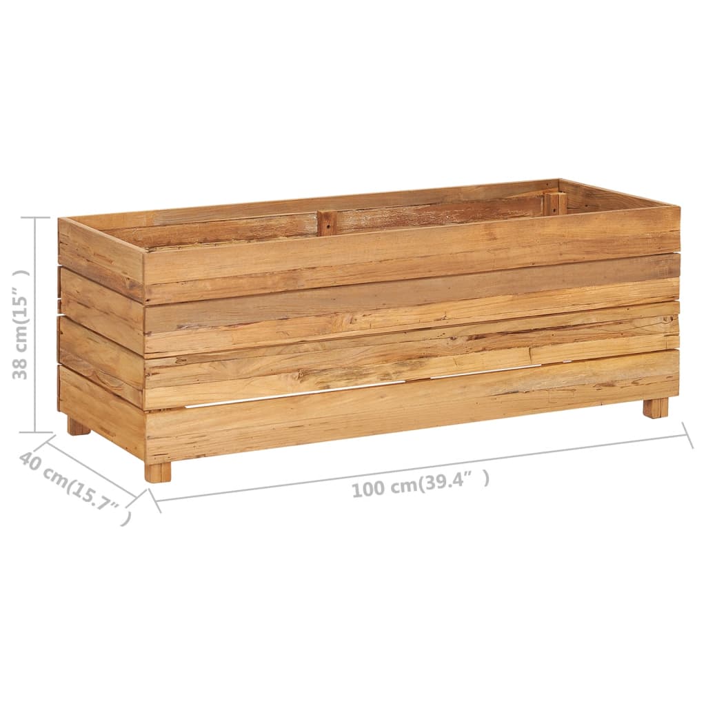 Hochbeet 100x40x38 cm Teak Altholz und Stahl