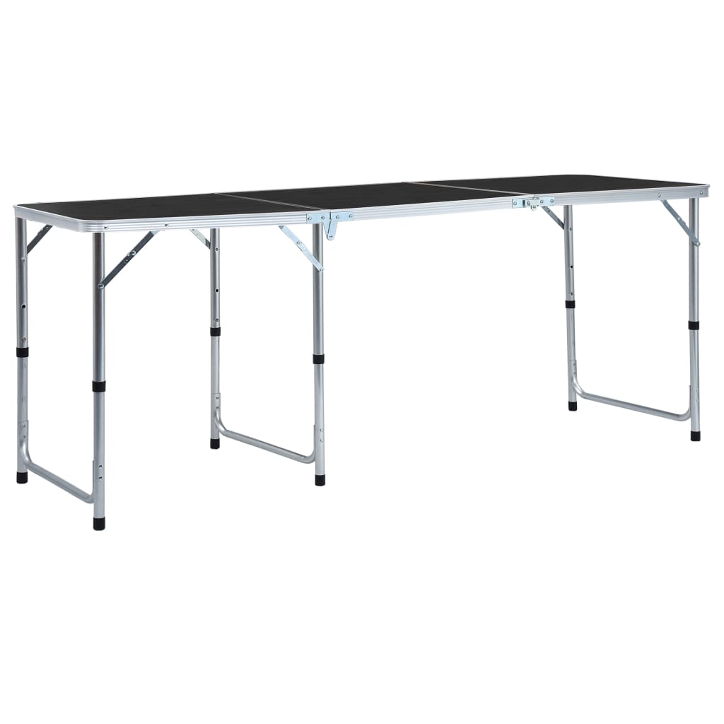 Folding camping table gray aluminum 180 x 60 cm