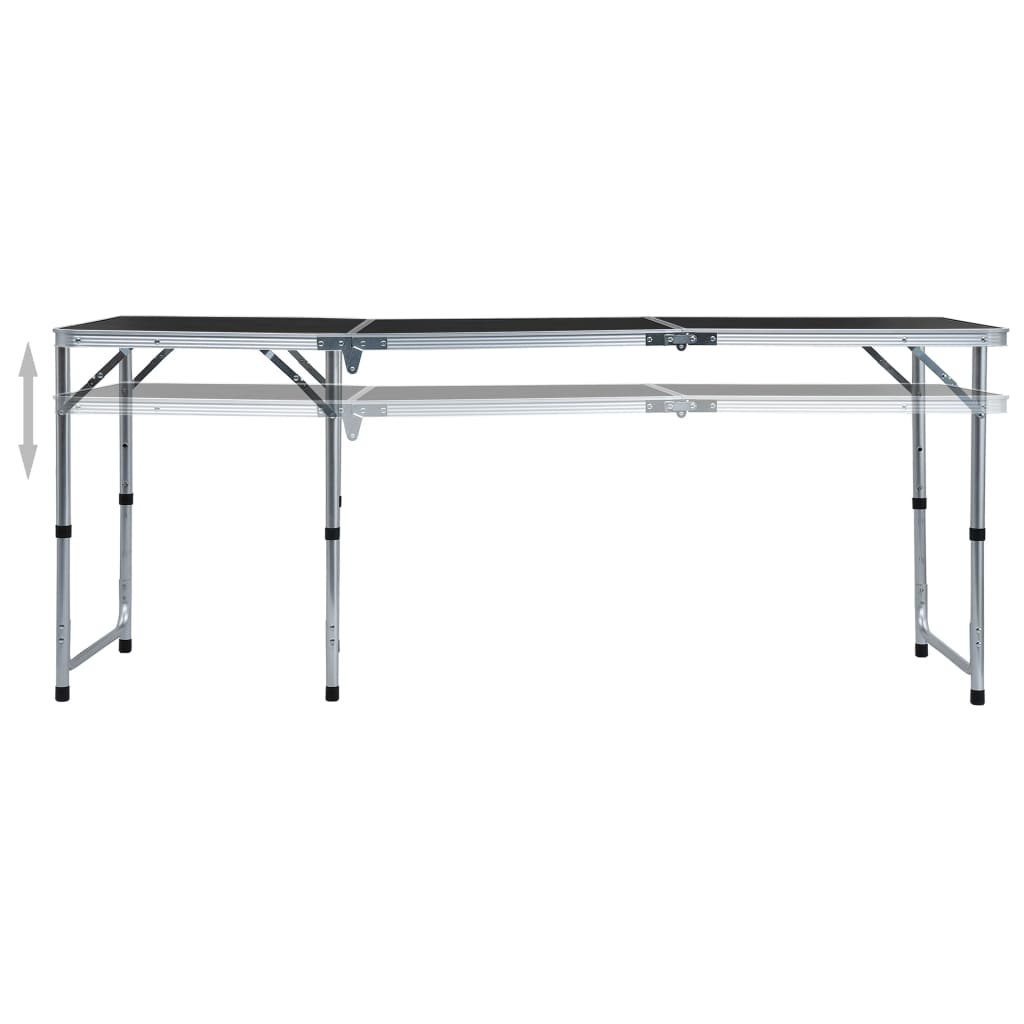 Folding camping table gray aluminum 180 x 60 cm
