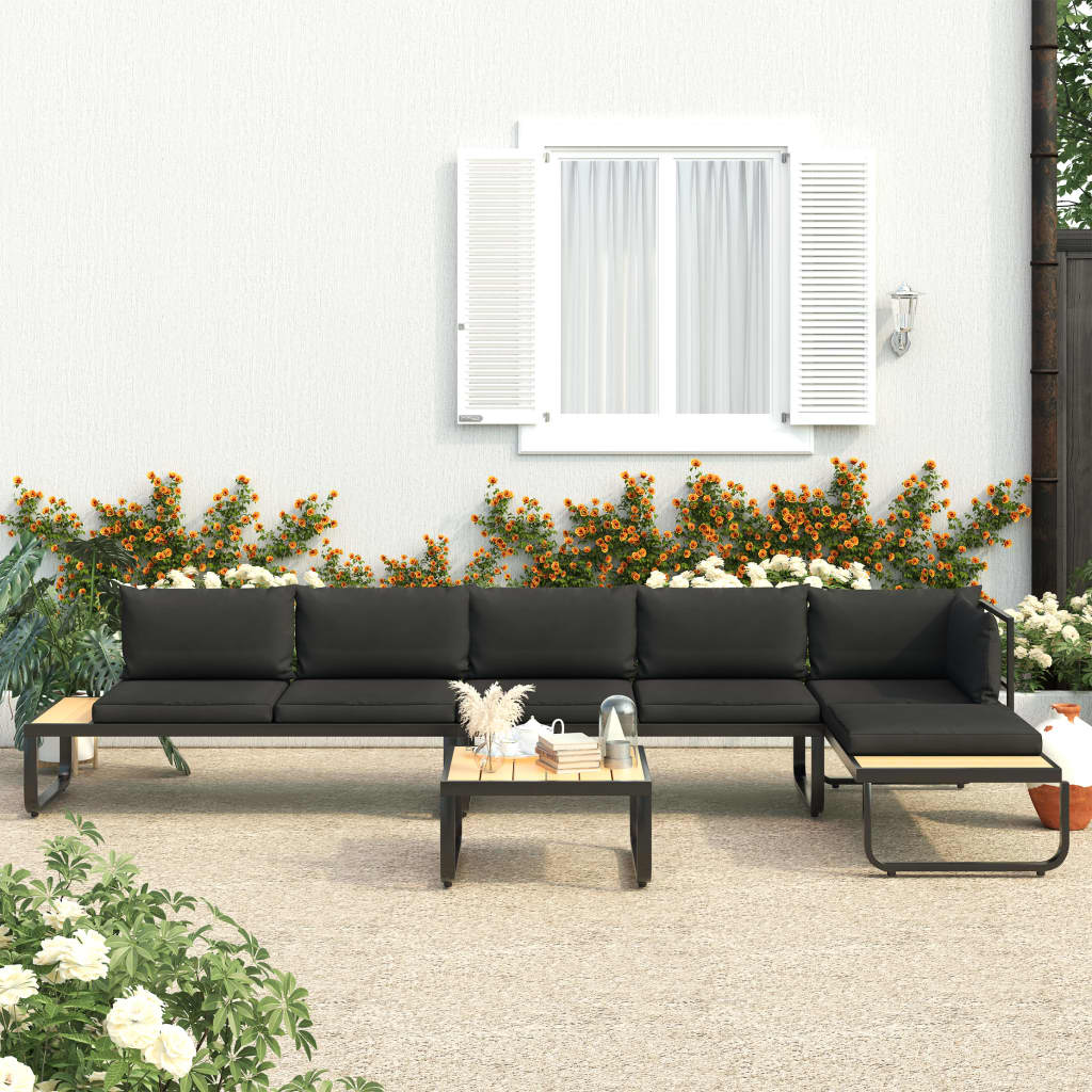 4 pcs. Garden corner sofa set with aluminum and WPC cushions