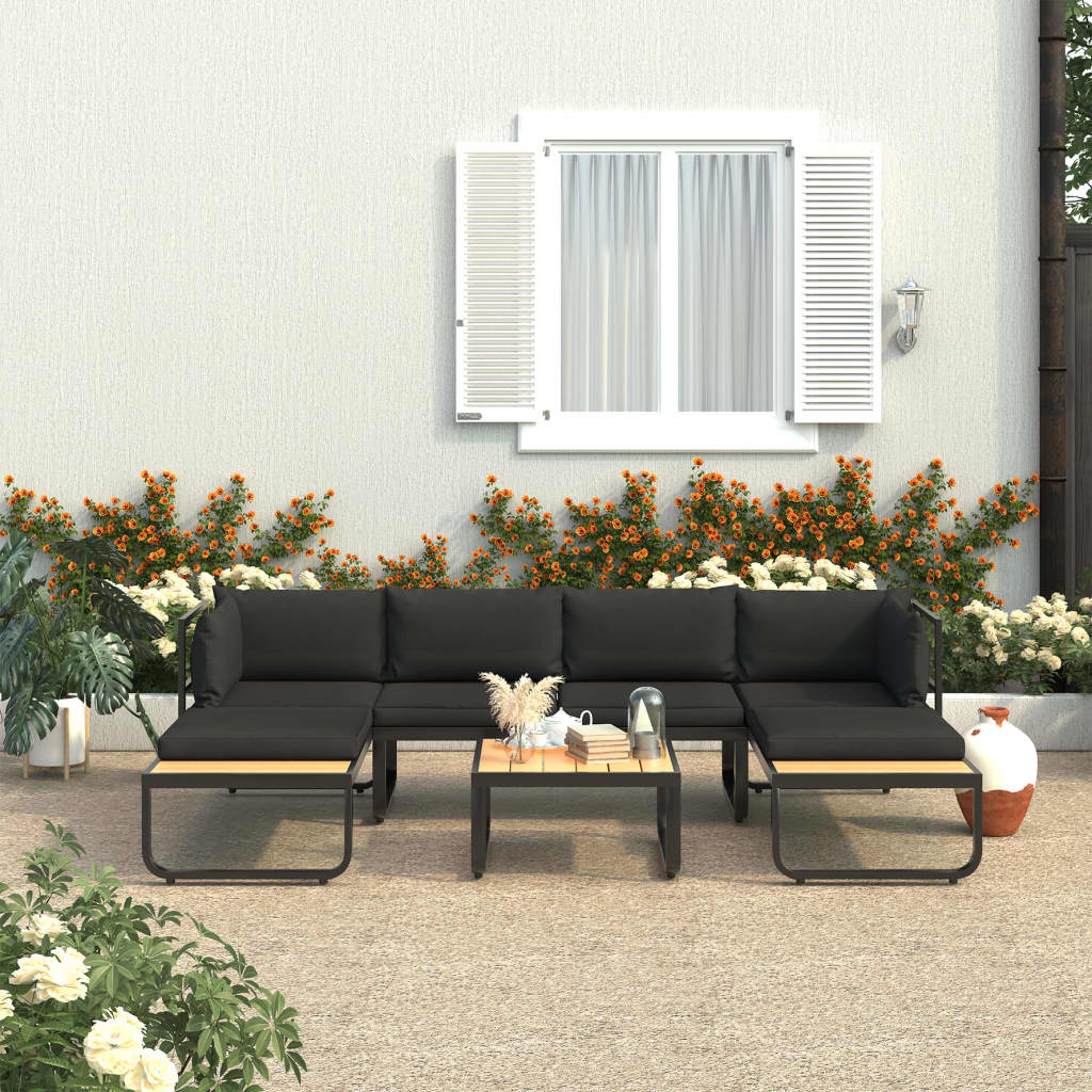 4 pcs. Garden corner sofa set with aluminum and WPC cushions