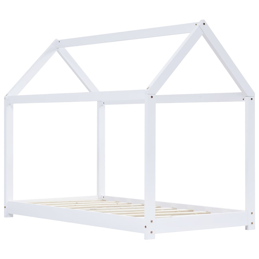 Children's bed frame white solid pine wood 70 x 140 cm
