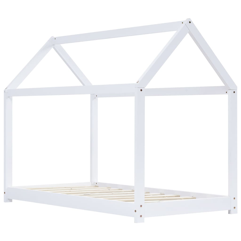 Children's bed frame white solid pine wood 80 x 160 cm