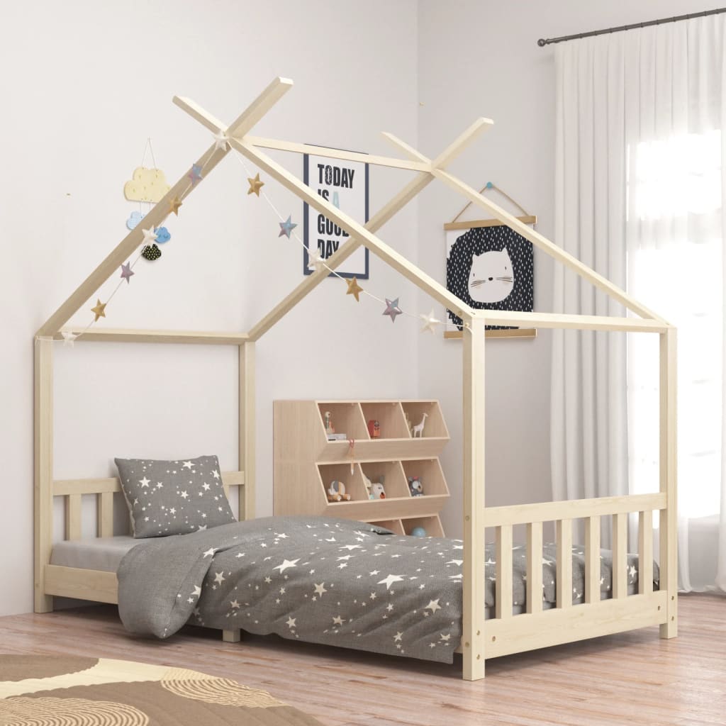 Children's bed frame solid pine wood 90 x 200 cm