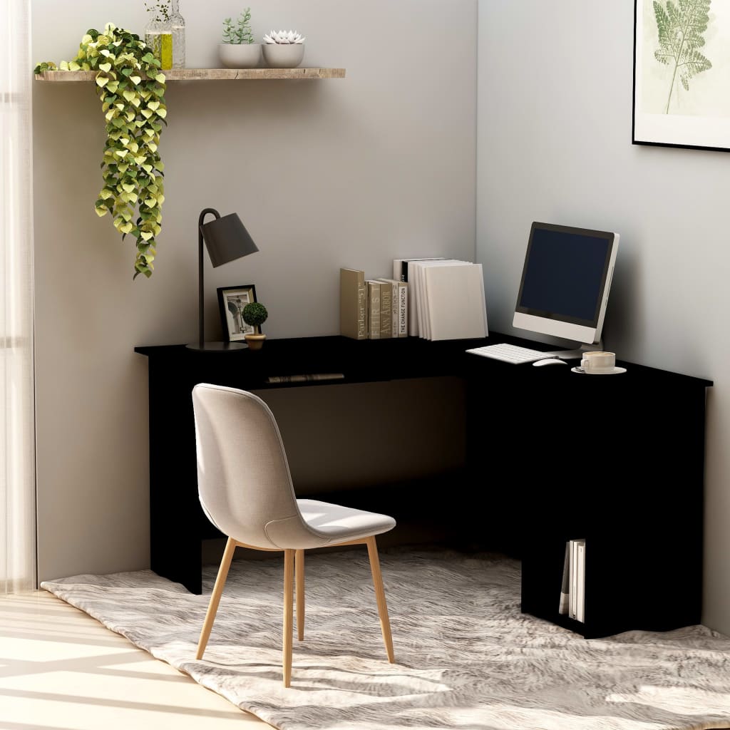L-shaped corner desk black 120x140x75 cm made of wood