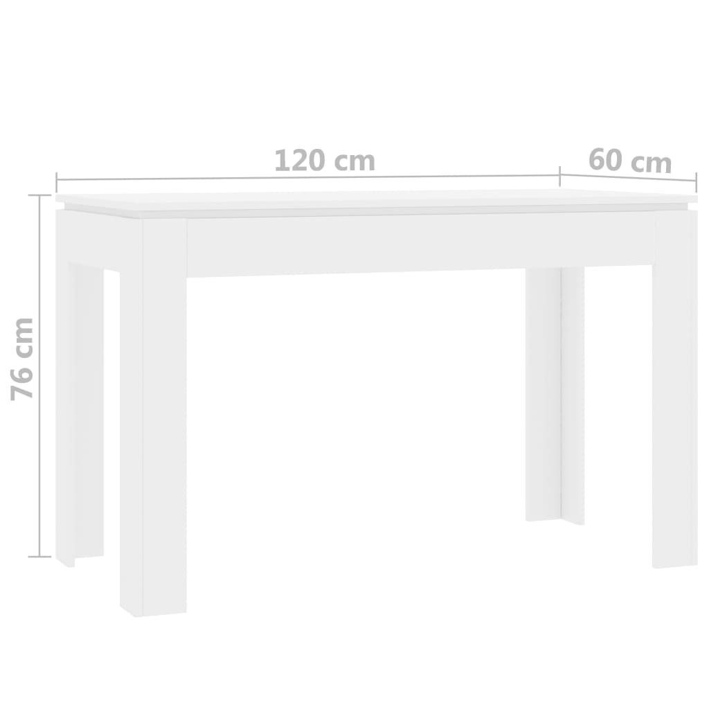 Dining table white 120x60x76 cm made of wood