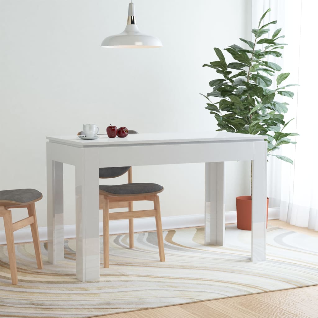 Dining table high-gloss white 120x60x76 cm made of wood