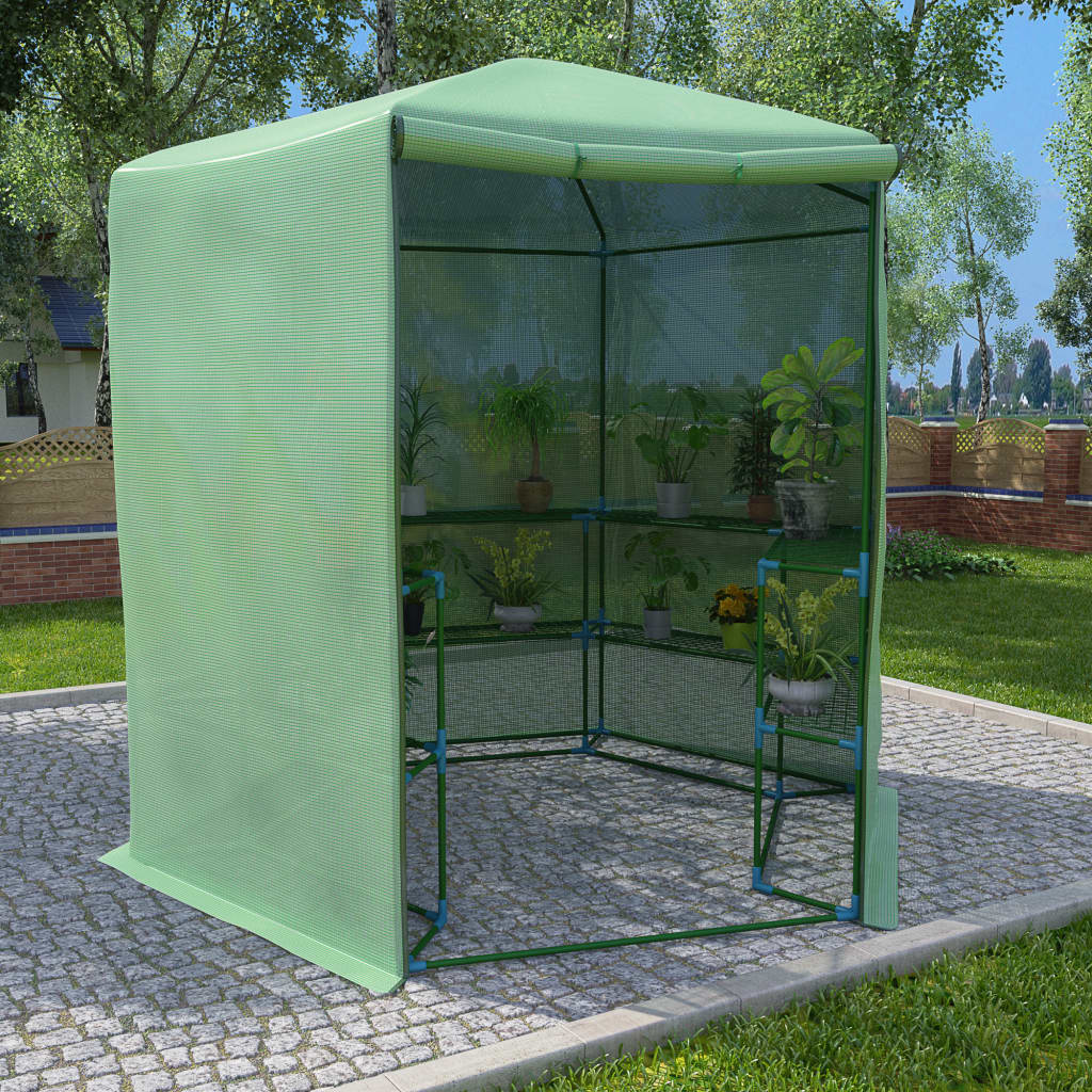 Greenhouse with steel shelves 227 x 223 cm
