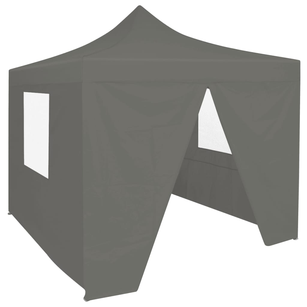 Professional foldable party tent with 4 side walls 2×2m steel anthracite