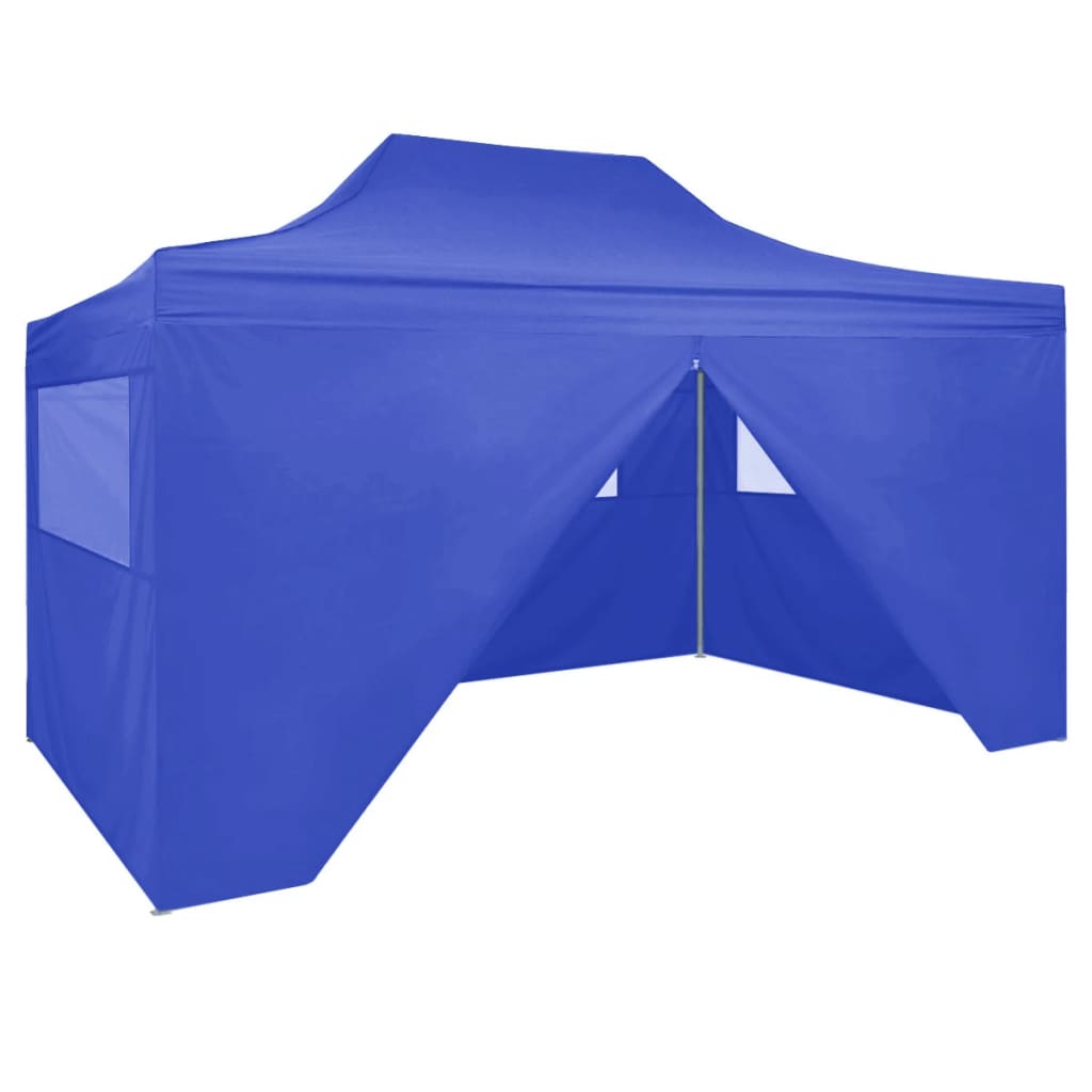 Professional foldable party tent with 4 side walls 3×4m steel blue