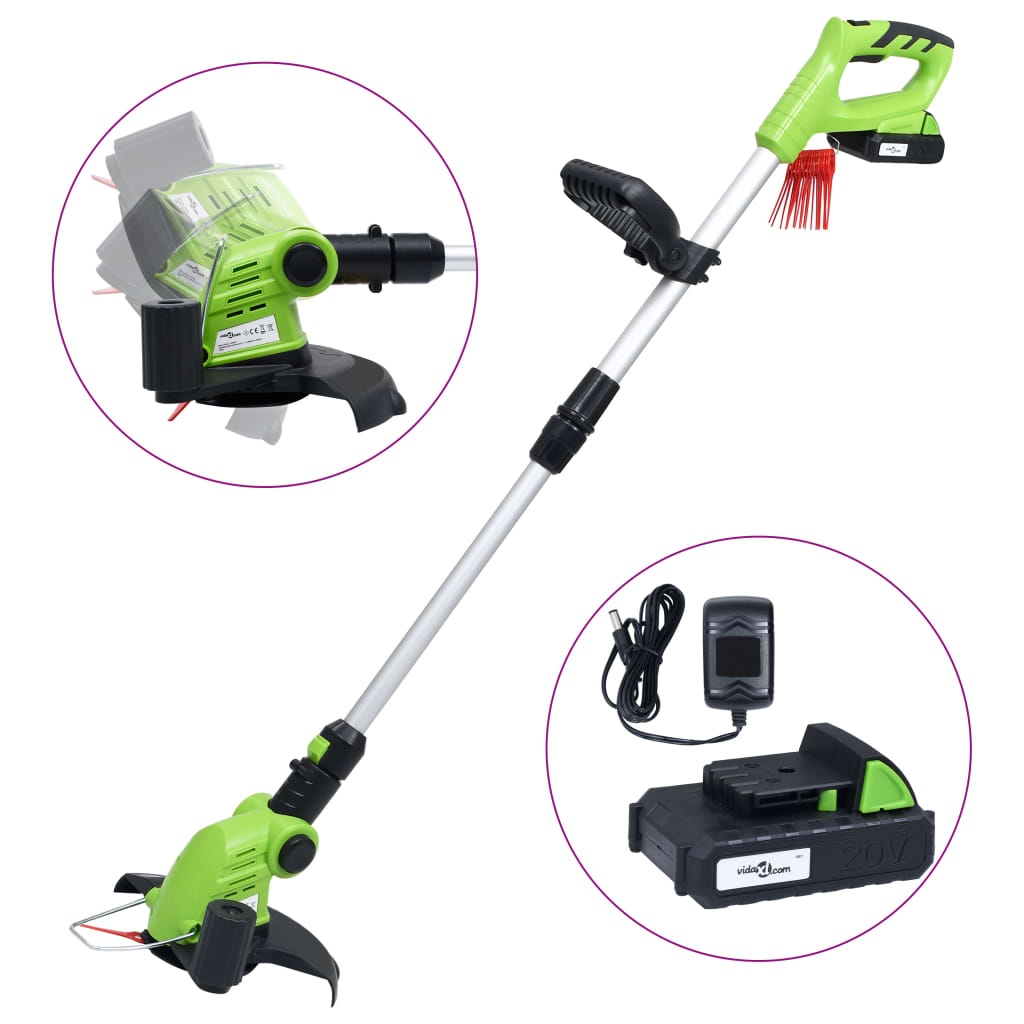Telescopic grass trimmer with 20 V 1500 mAh Li-ion battery pack