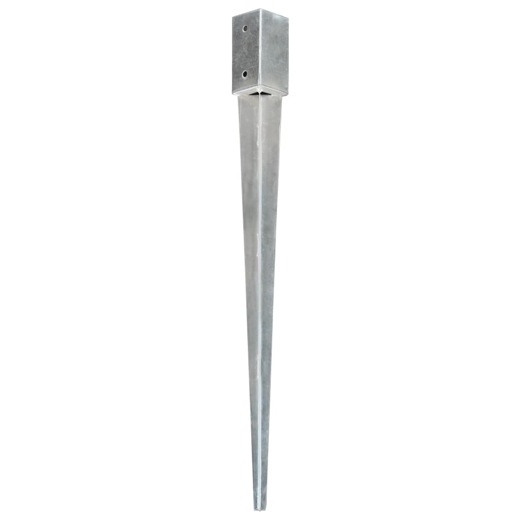 Ground spikes 6 pcs. Silver 7×7×90 cm Galvanized steel