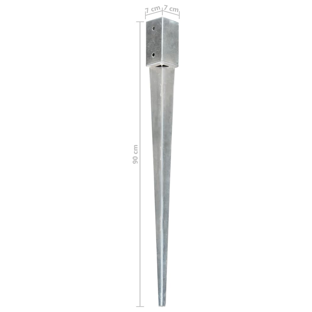 Ground spikes 12 pcs. Silver 7×7×90 cm Galvanized steel