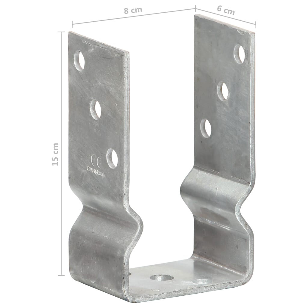 Post base 6 pcs. Silver 8×6×15 cm Galvanized steel