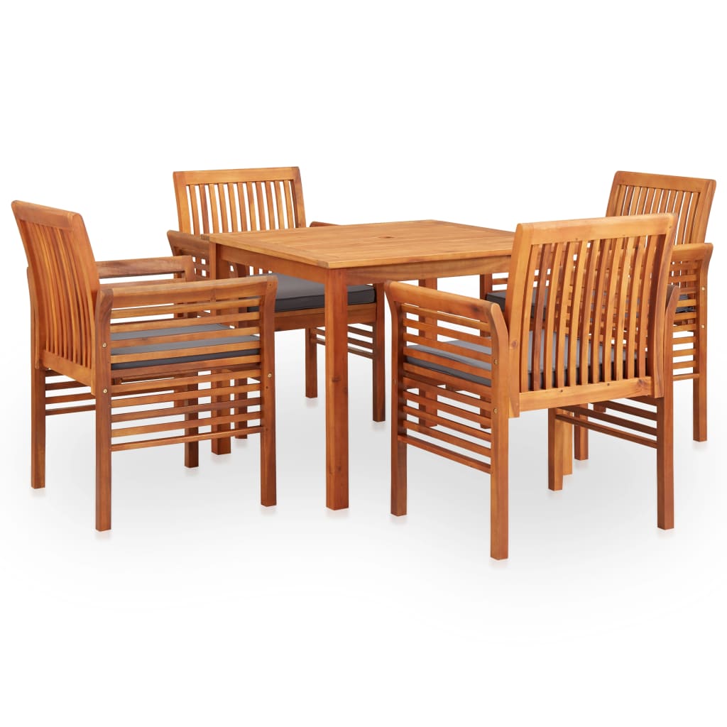 5 pcs. Garden dining group with solid acacia wood cushions