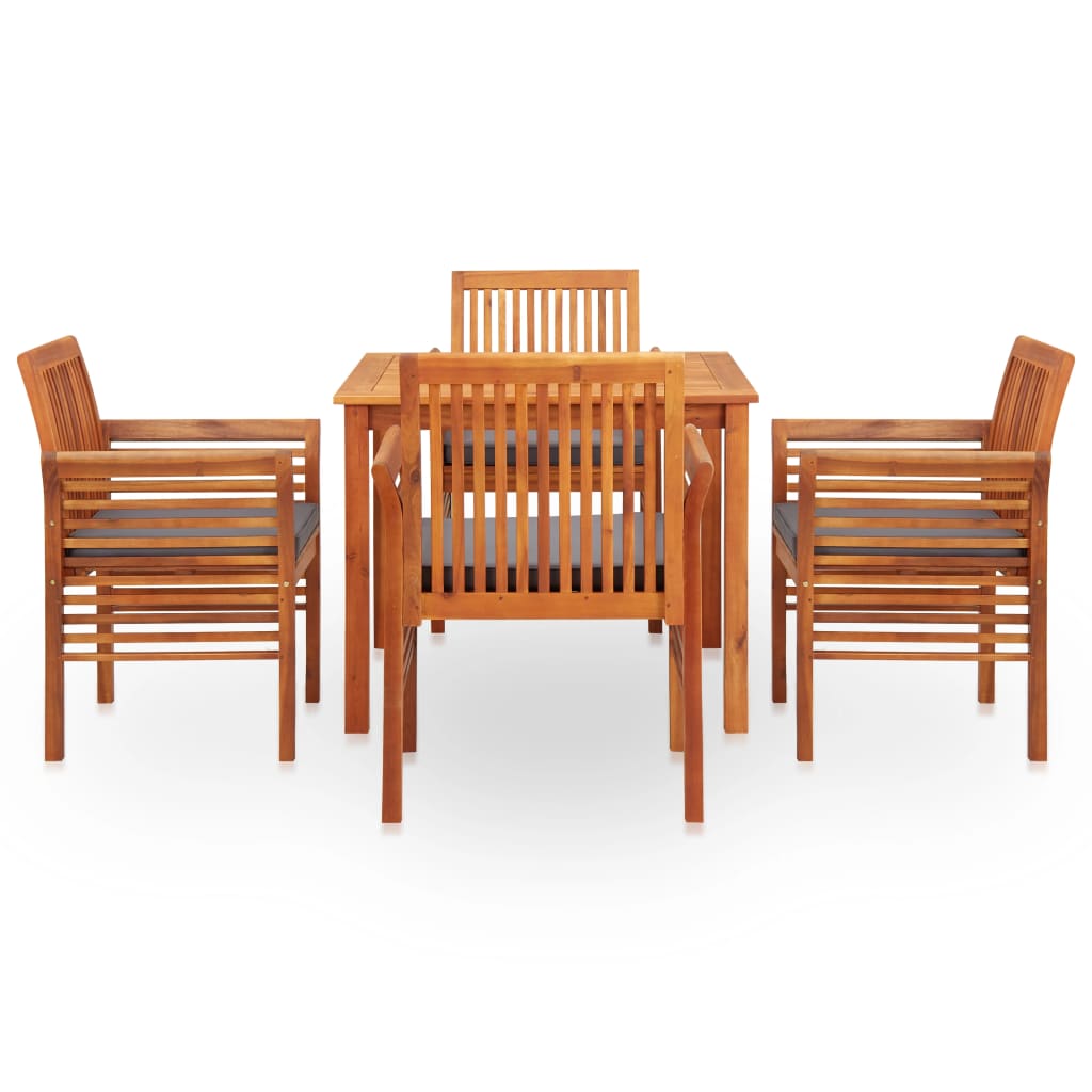5 pcs. Garden dining group with solid acacia wood cushions