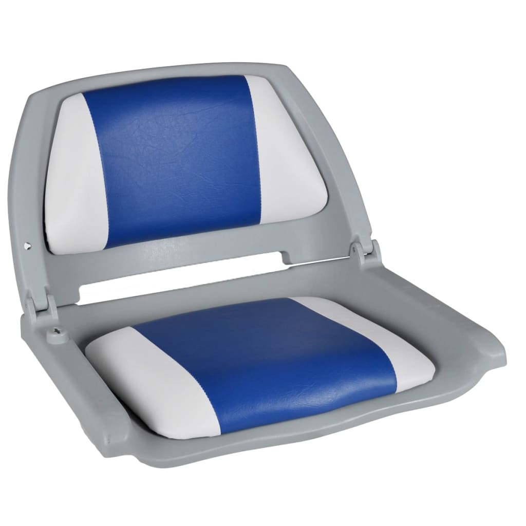 Boat Seats 2 Pcs Folding Backrest With Blue And White Cushion