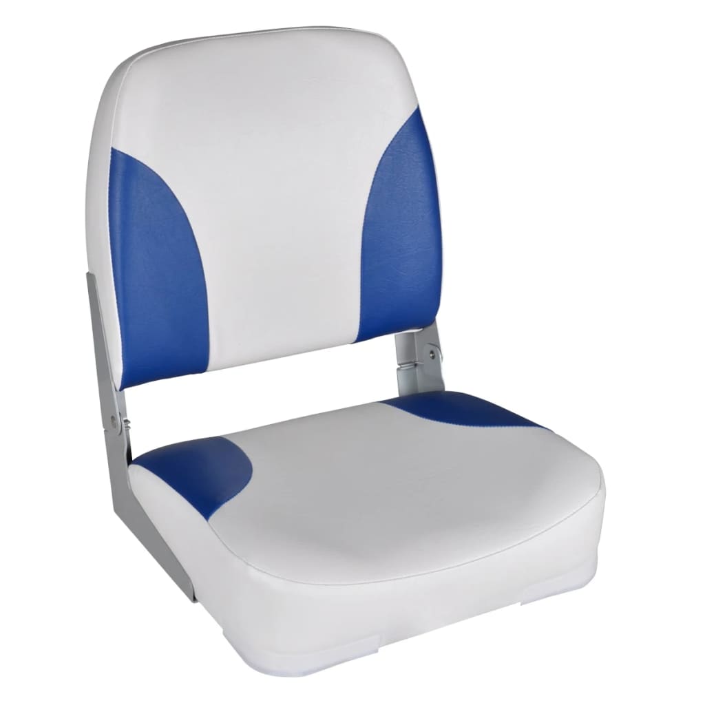 Boat Seats 2 Pcs Folding Backrest With Blue And White Cushion