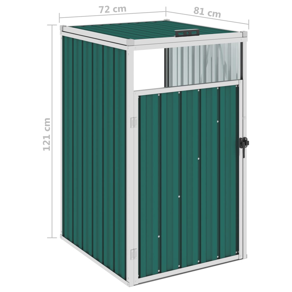 Garbage can box green 72×81×121 cm steel