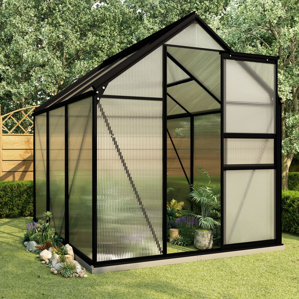 Greenhouse with anthracite aluminum foundation frame 3.61 m³