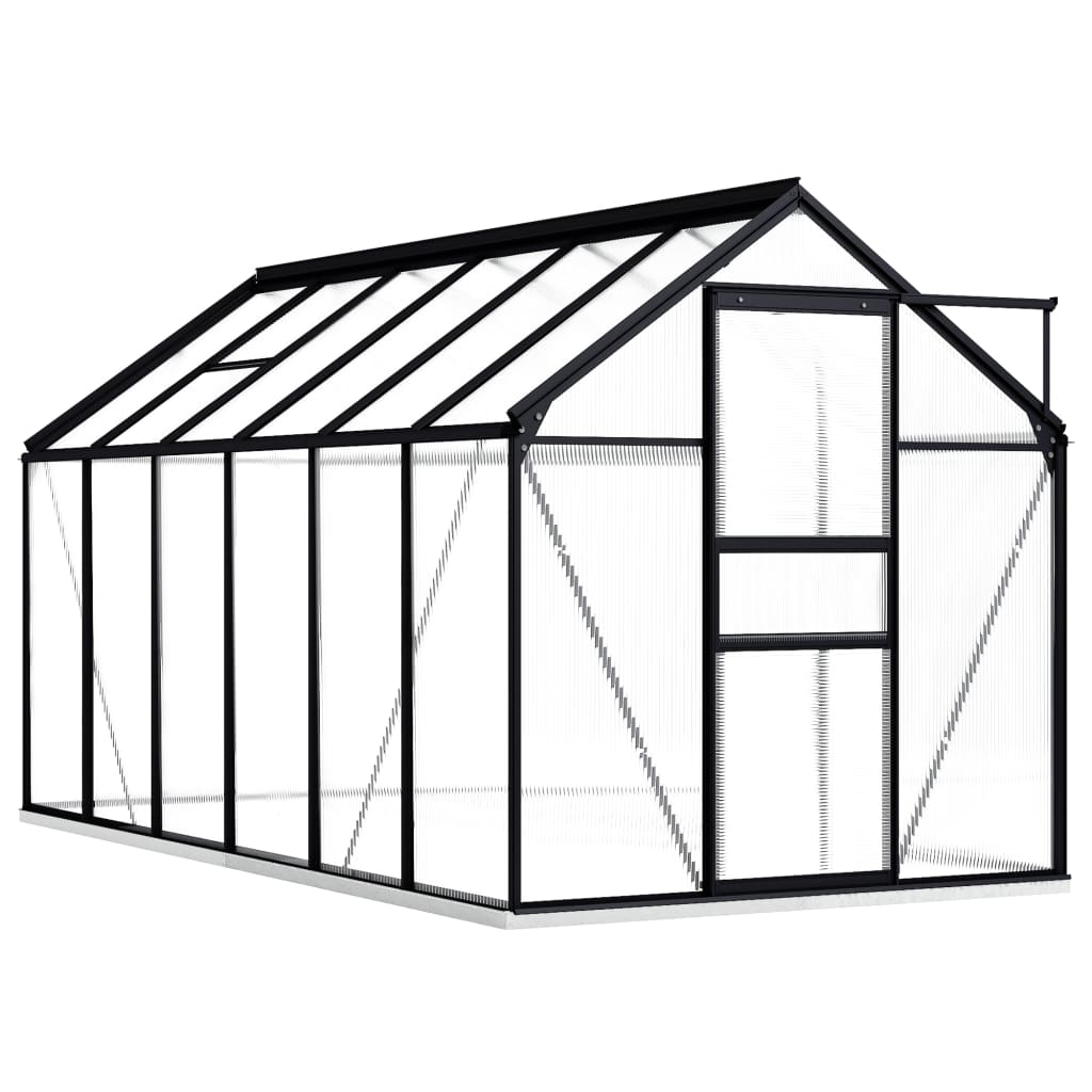 Greenhouse with anthracite aluminum foundation frame 7.03 m³