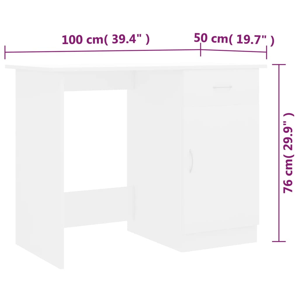 Schreibtisch Weiß 100×50×76 cm Holzwerkstoff