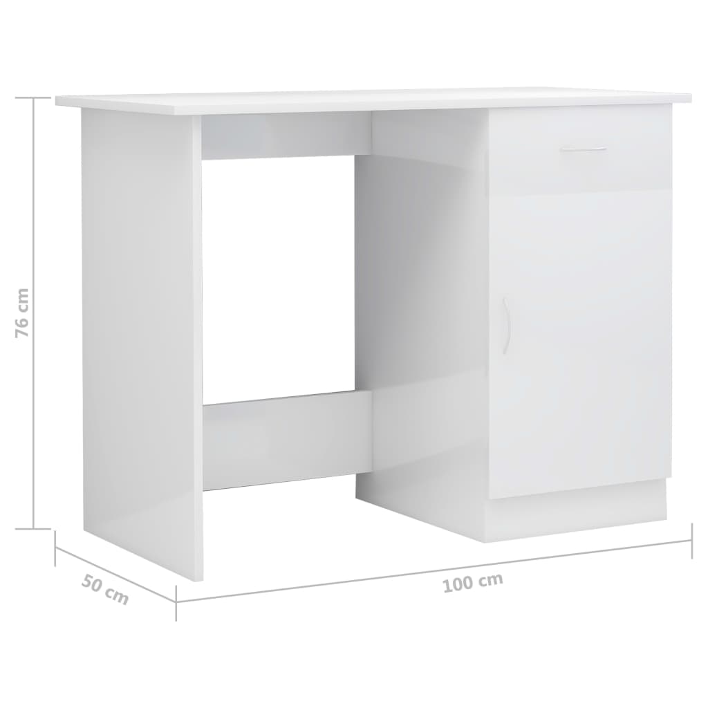 Schreibtisch Hochglanz-Weiß 100x50x76 cm Holzwerkstoff