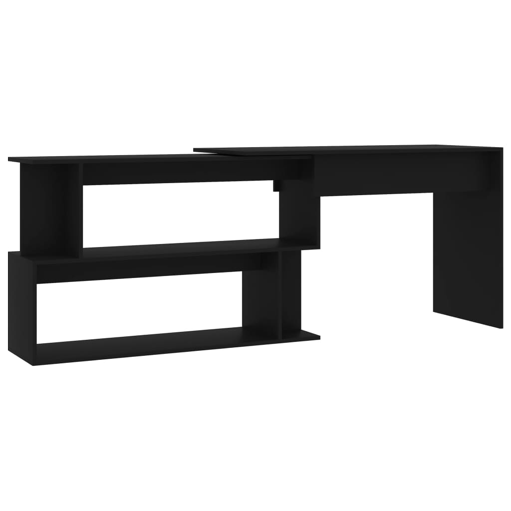 Corner desk black 200x50x76 cm made of wood