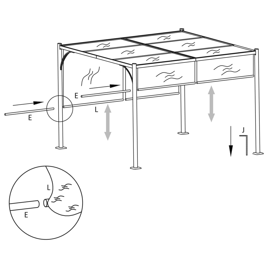 Gartenpergola mit Versenkbarem Dach 3x3 m Anthrazit