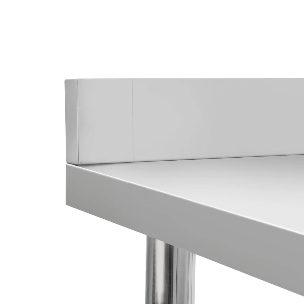Kitchen work table with backsplash 80 x 60 x 93 cm stainless steel