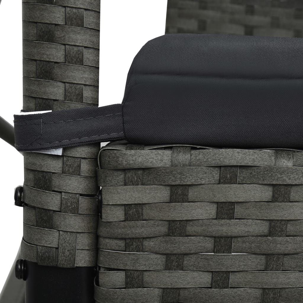 3-Seater Hollywood Swing with Roof Poly Rattan Gray