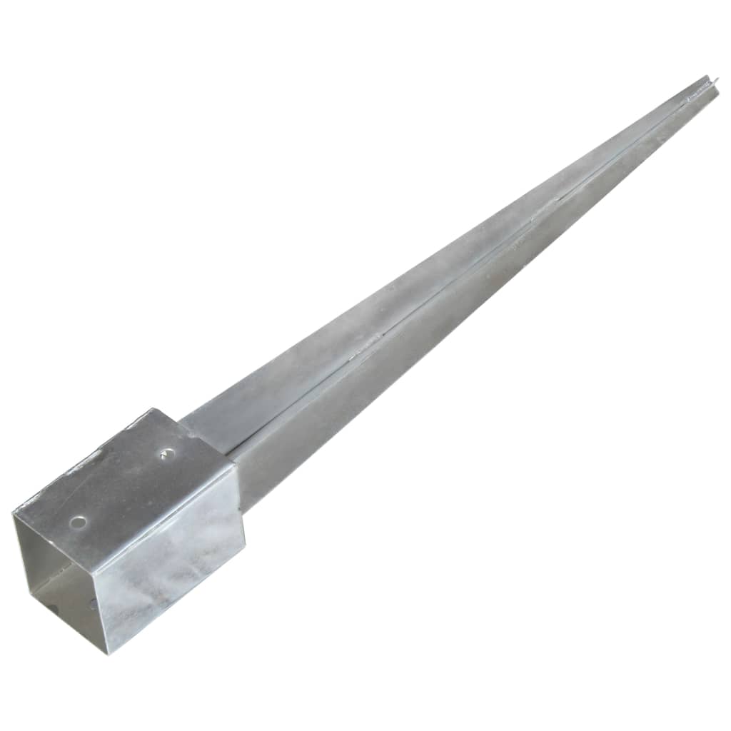Ground spikes 12 pcs. Silver 9×9×90 cm Galvanized steel