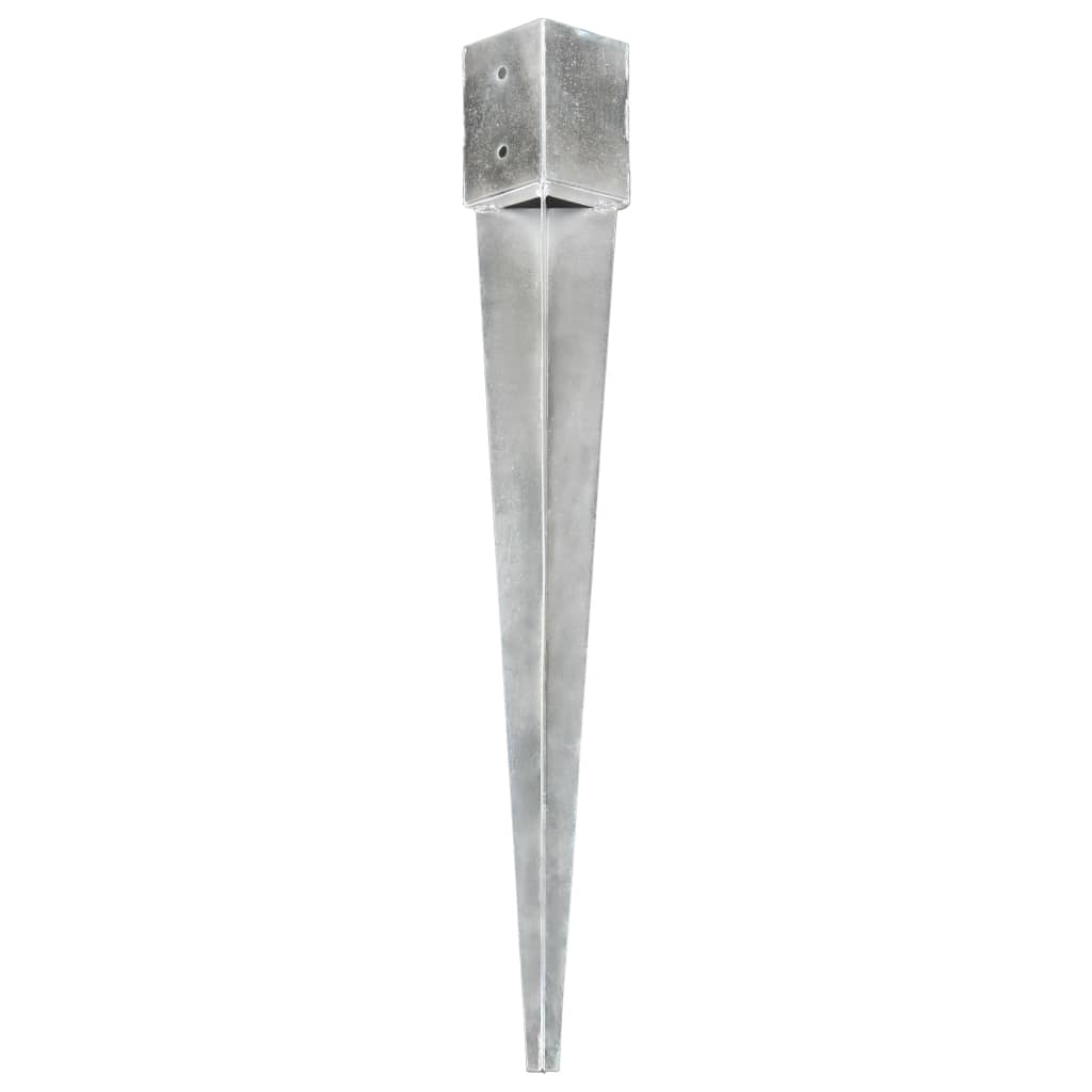 Ground spikes 6 pcs. Silver 10×10×91 cm Galvanized steel