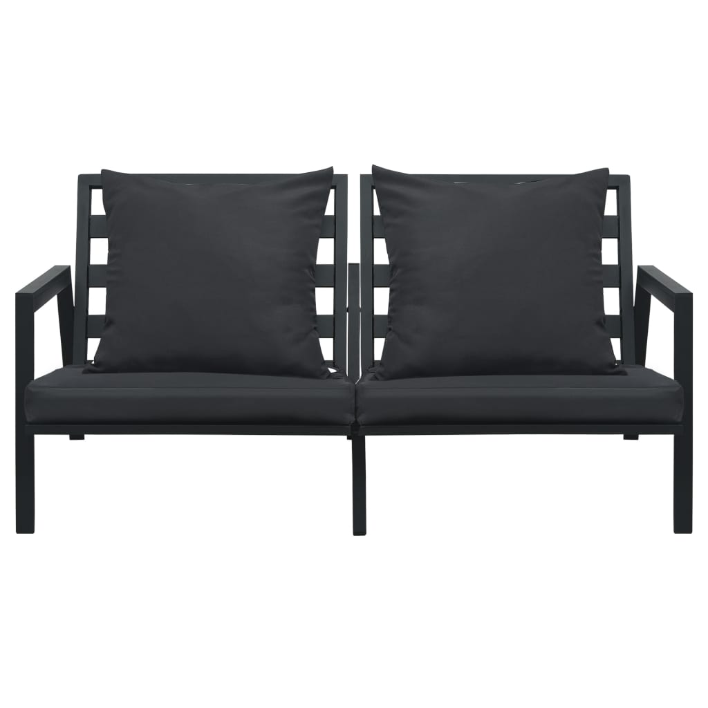 2-seater garden sofa with cushions dark gray aluminum