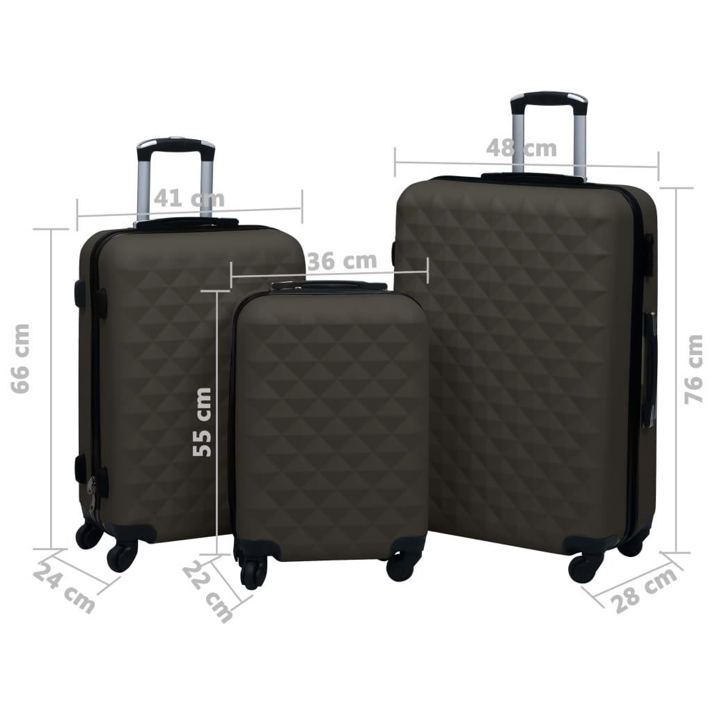 Hard shell trolley set 3 pieces. Anthracite ABS