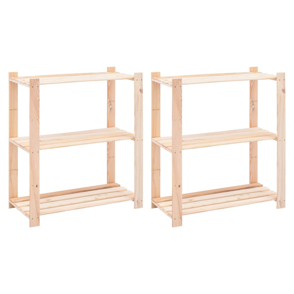 Storage shelves 3 shelves 2 pieces 80x38x90cm solid pine wood 150kg