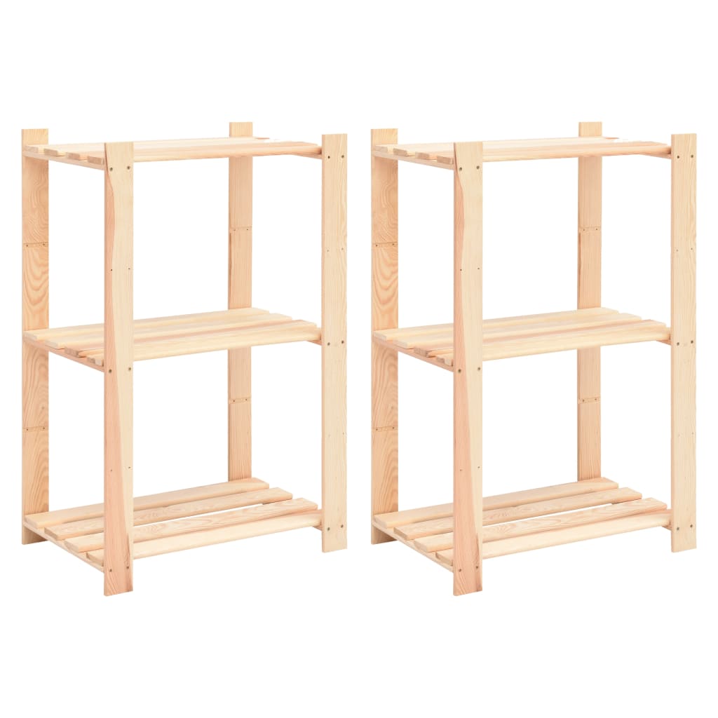 Storage shelves 3 shelves 2 pieces 60x38x90cm solid pine wood 150kg