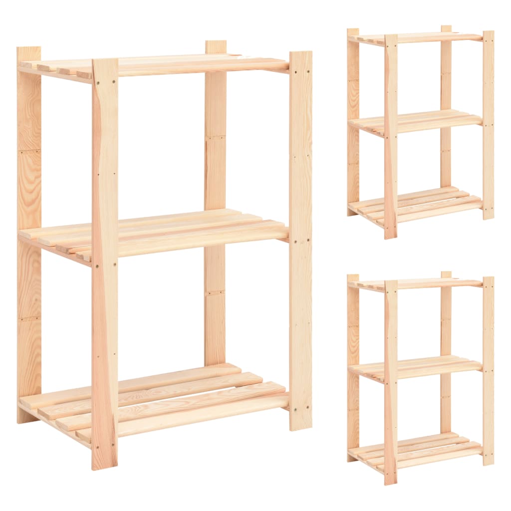 Storage shelves 3 shelves 3 pieces 60x38x90cm solid pine wood 150kg